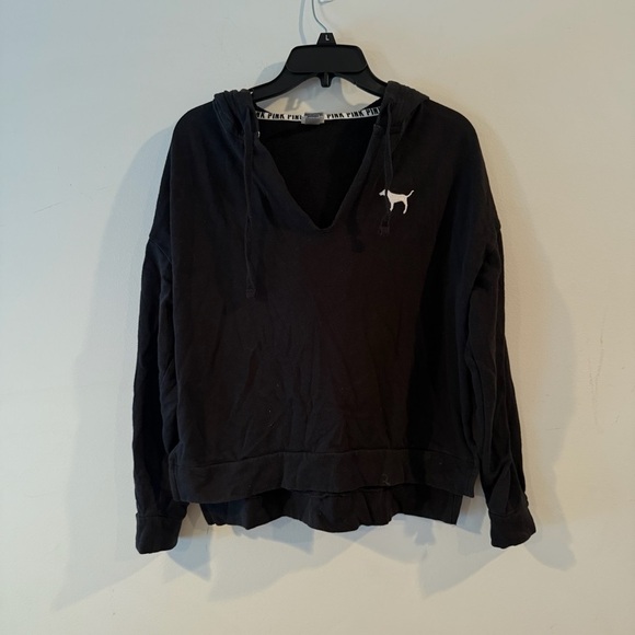 PINK Victoria's Secret Tops - PINK VS black hooded sweatshirt Sz S